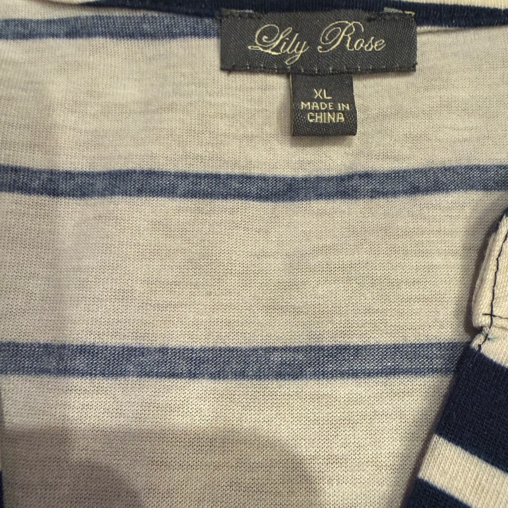 Lily Rose Navy and White Striped Dress Size XL - Picture 4 of 4